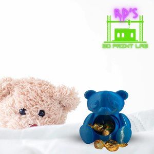 TEDDY BEAR 3D PRINTED FIGURE WITH SECRET COMPARTMENT (BLUE)
